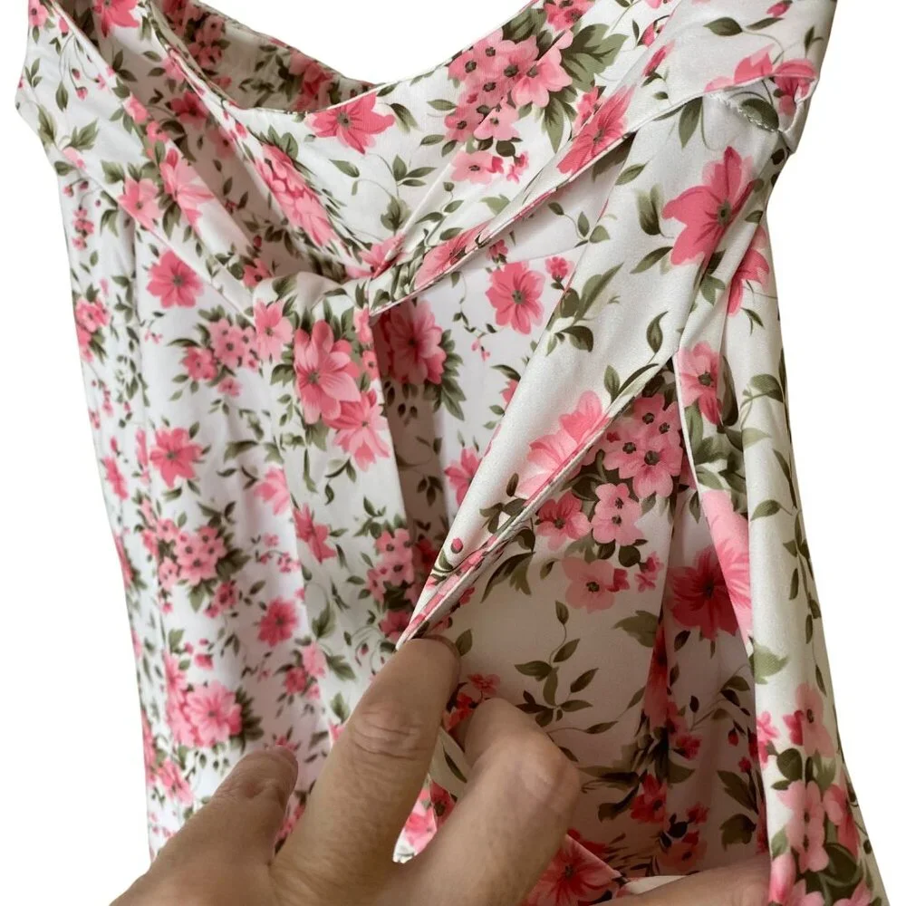 Floral Midi Skirt XL Cottagecore Coquette Tie Waist Boho Vintage Style - Picture 8 of 10